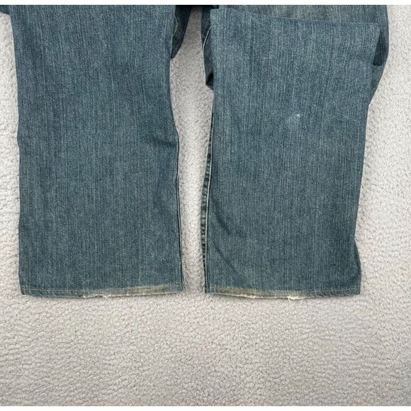 Lucky Brand Mens Jeans 38x33 Distressed Blue Dark Wash Stretch Denim Whiskers 🍀 - Picture 4 of 12